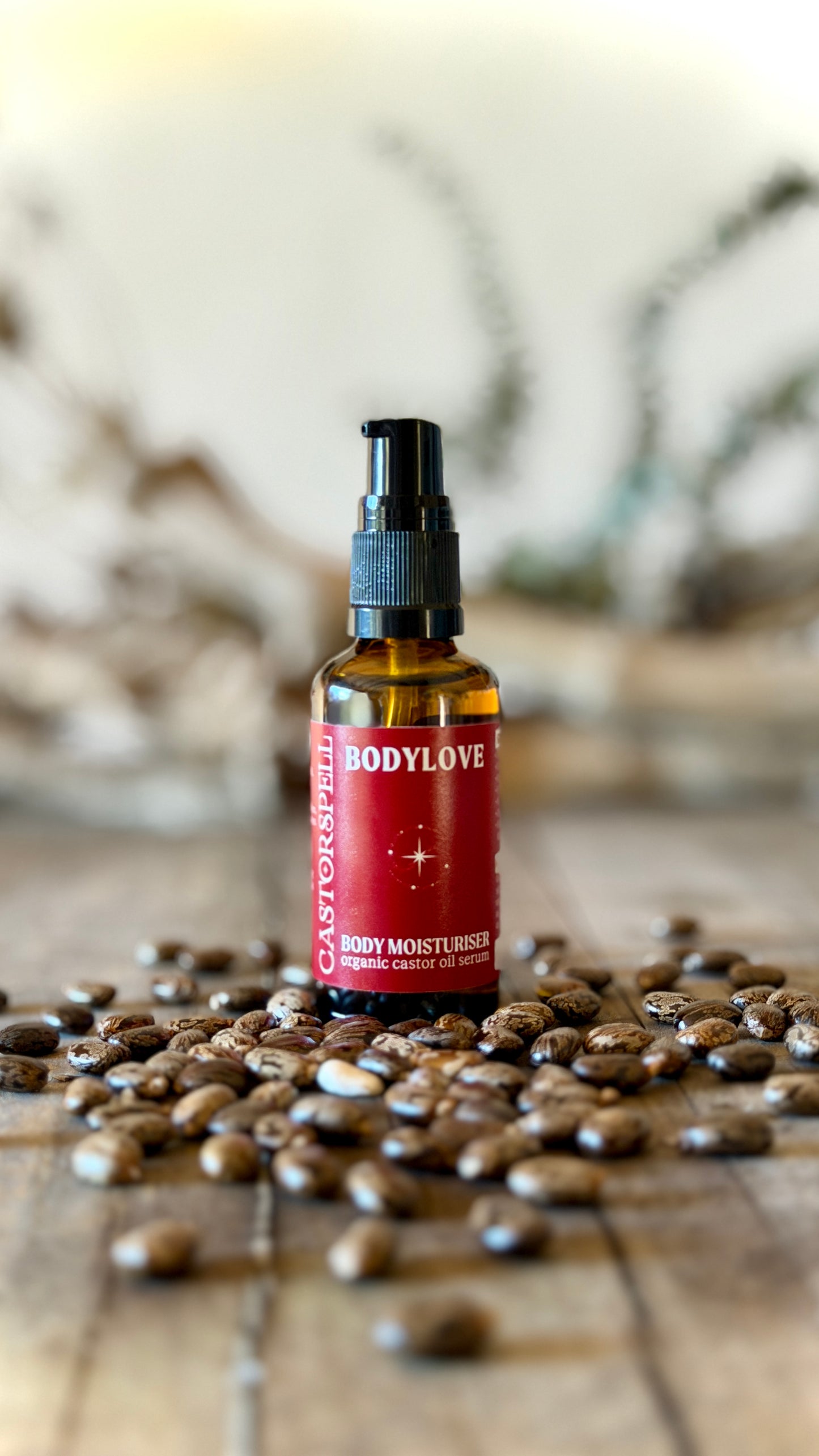 CastorSpell BodyLove organic castor oil body moisturiser 50ml pump bottle natural skincare Australia