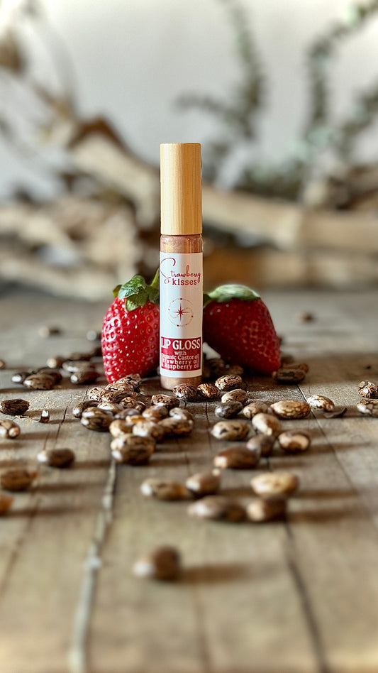 CastorSpell Strawberry Kisses natural castor oil lip gloss hydrating chemical-free tinted lip balm Australia