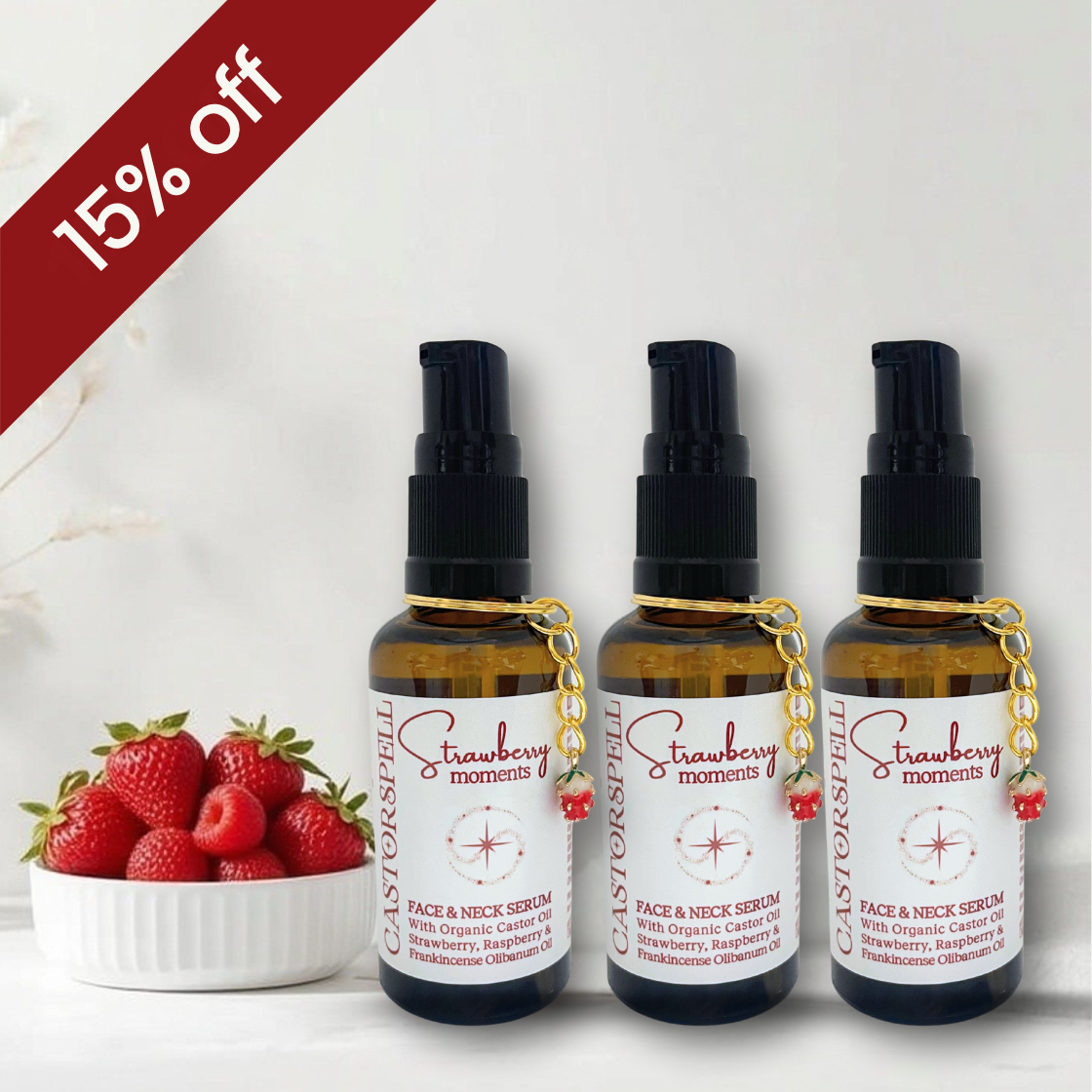 CastorSpell frankincense castor oil face and neck serum 3 pack bundle