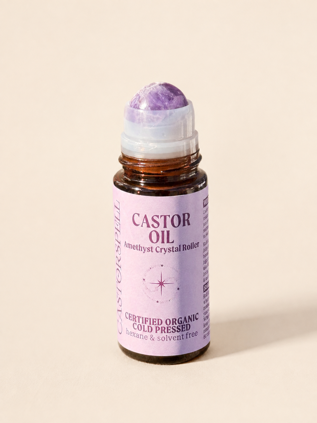 Castor Oil Amethyst Crystal Roller 50mL | 100% Certified Organic